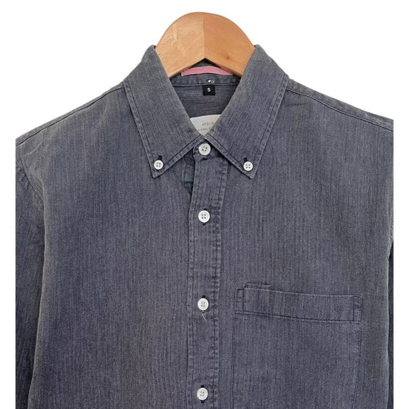 Apolis Global Citizen Men's Button Down Shirt Gray Herringbone Cotton Size S euc
